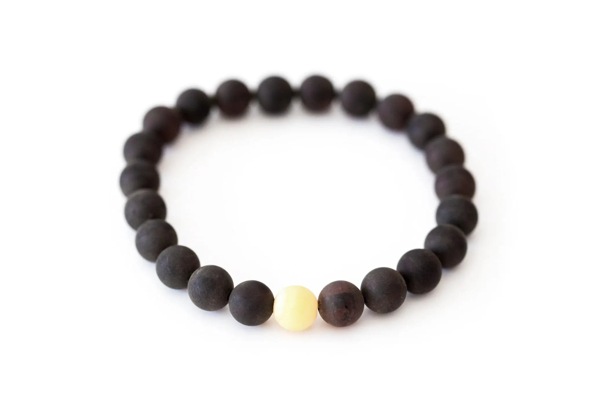 Matte Dark Amber with Butterscotch-Accent Bracelet- Bracelets- Baltic Beauty