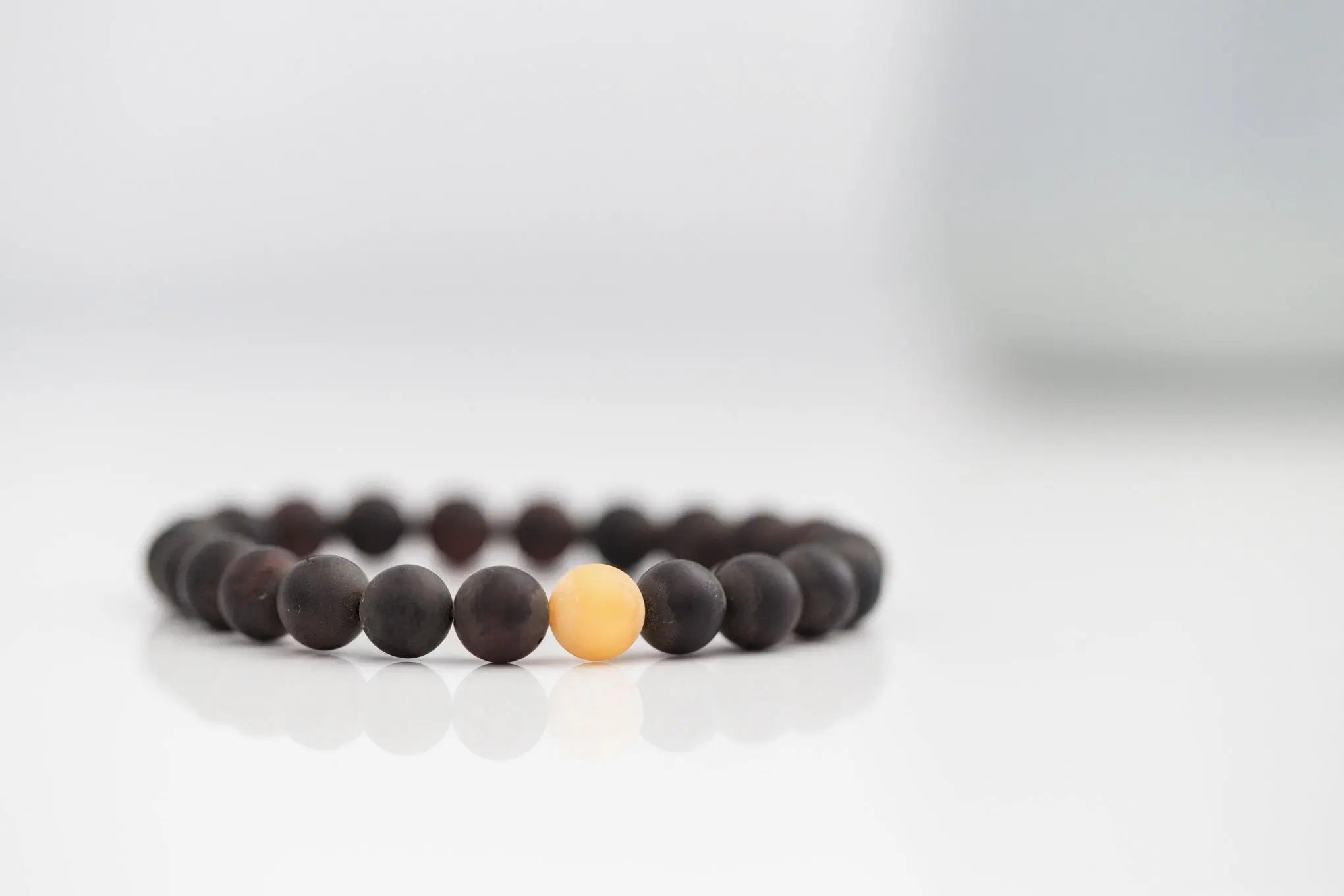 Matte Dark Amber with Butterscotch-Accent Bracelet- Bracelets- Baltic Beauty