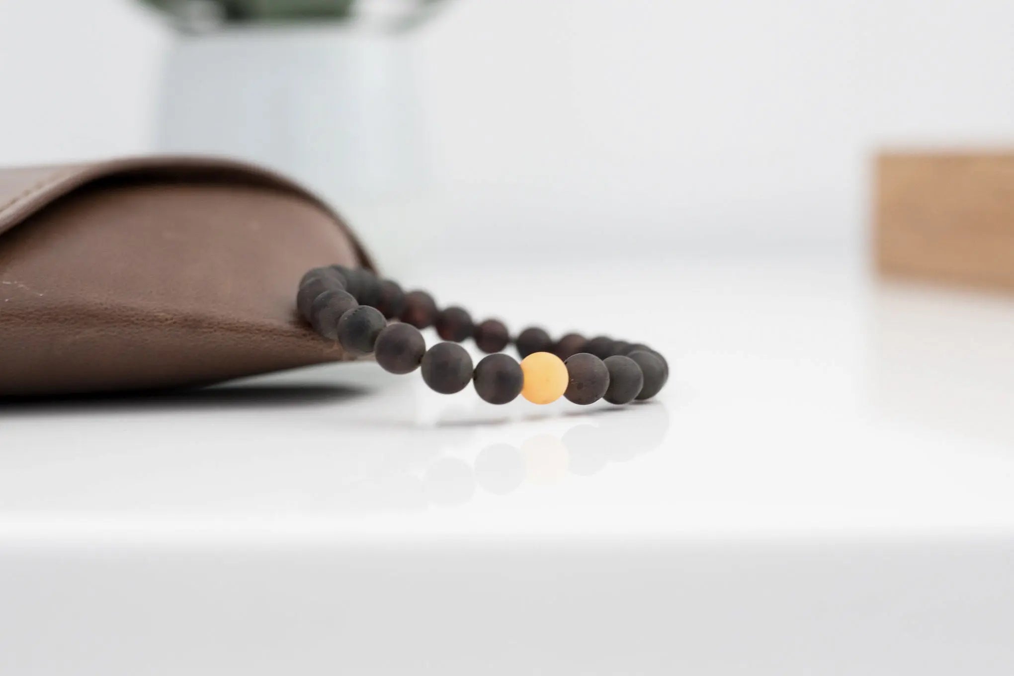 Matte Dark Amber with Butterscotch-Accent Bracelet- Bracelets- Baltic Beauty