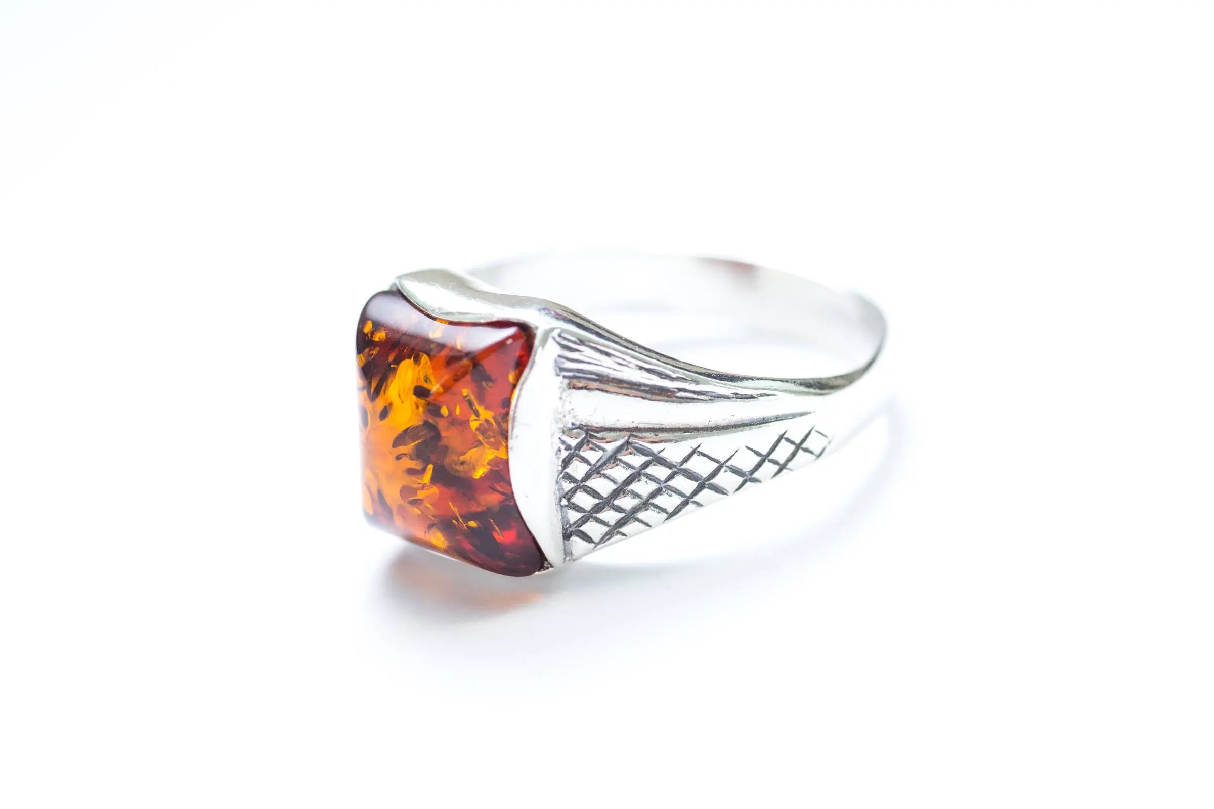 Men's Amber Solitaire Ring- Rings- Baltic Beauty