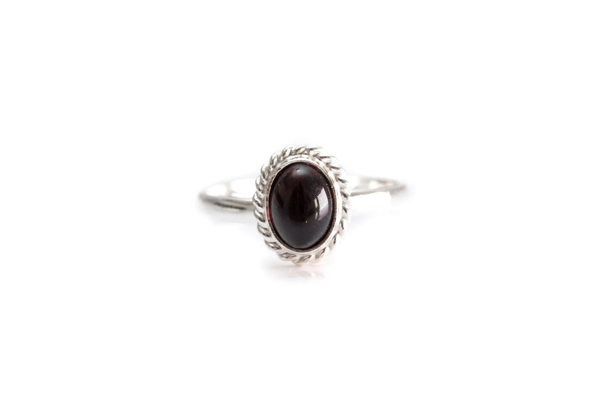 Mini Cherry Red Amber Quintessence Ring- Rings- Baltic Beauty