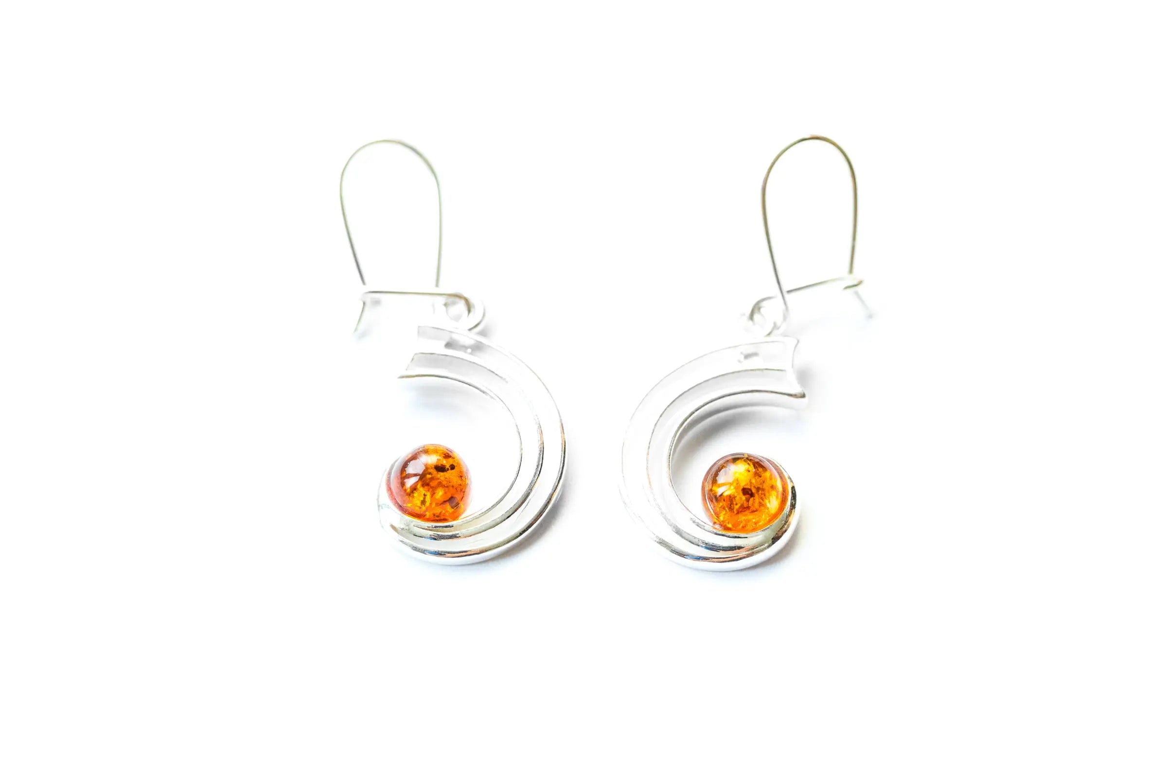 Modern Amber Orbit Earrings- Earrings- Baltic Beauty