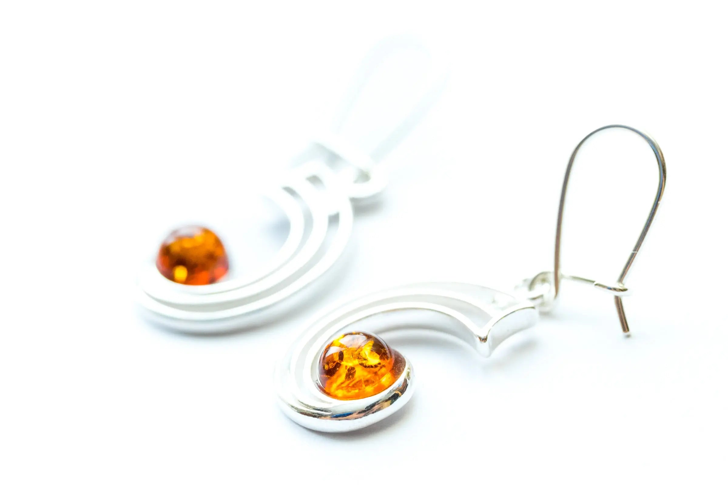 Modern Amber Orbit Earrings- Earrings- Baltic Beauty