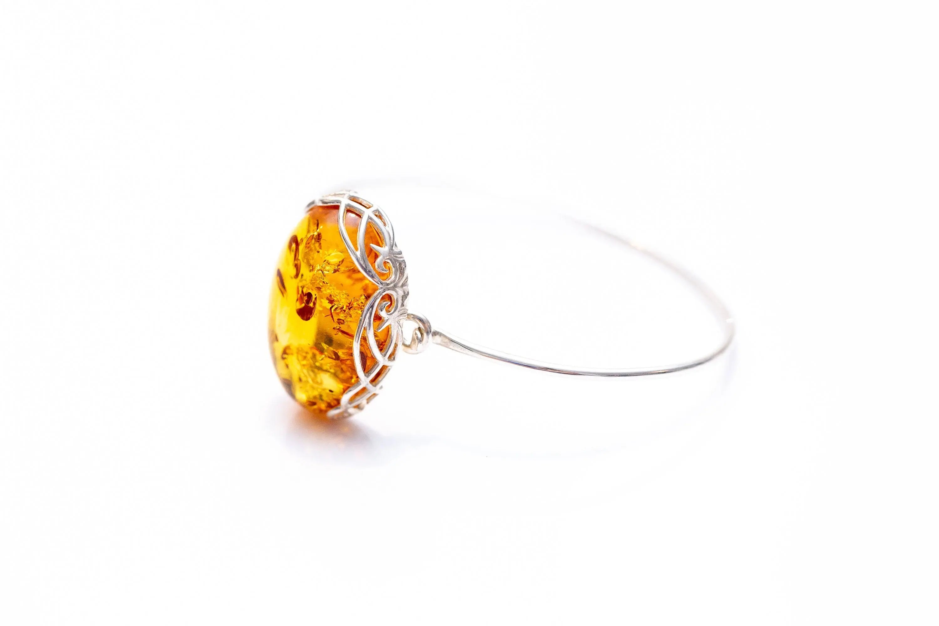 Modern Baltic Amber Fixed Bangle- Bangles- Baltic Beauty