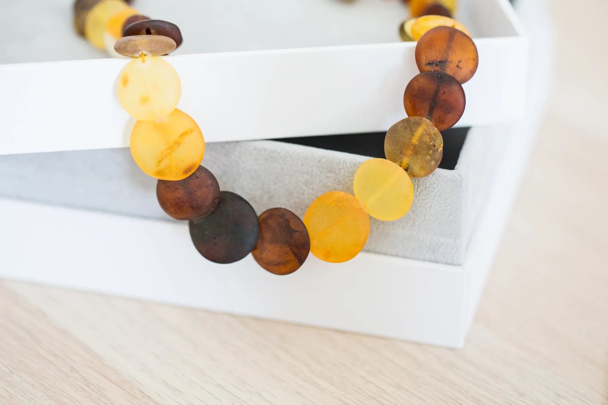 Multicolour Amber Disc Necklace- Necklaces- Baltic Beauty