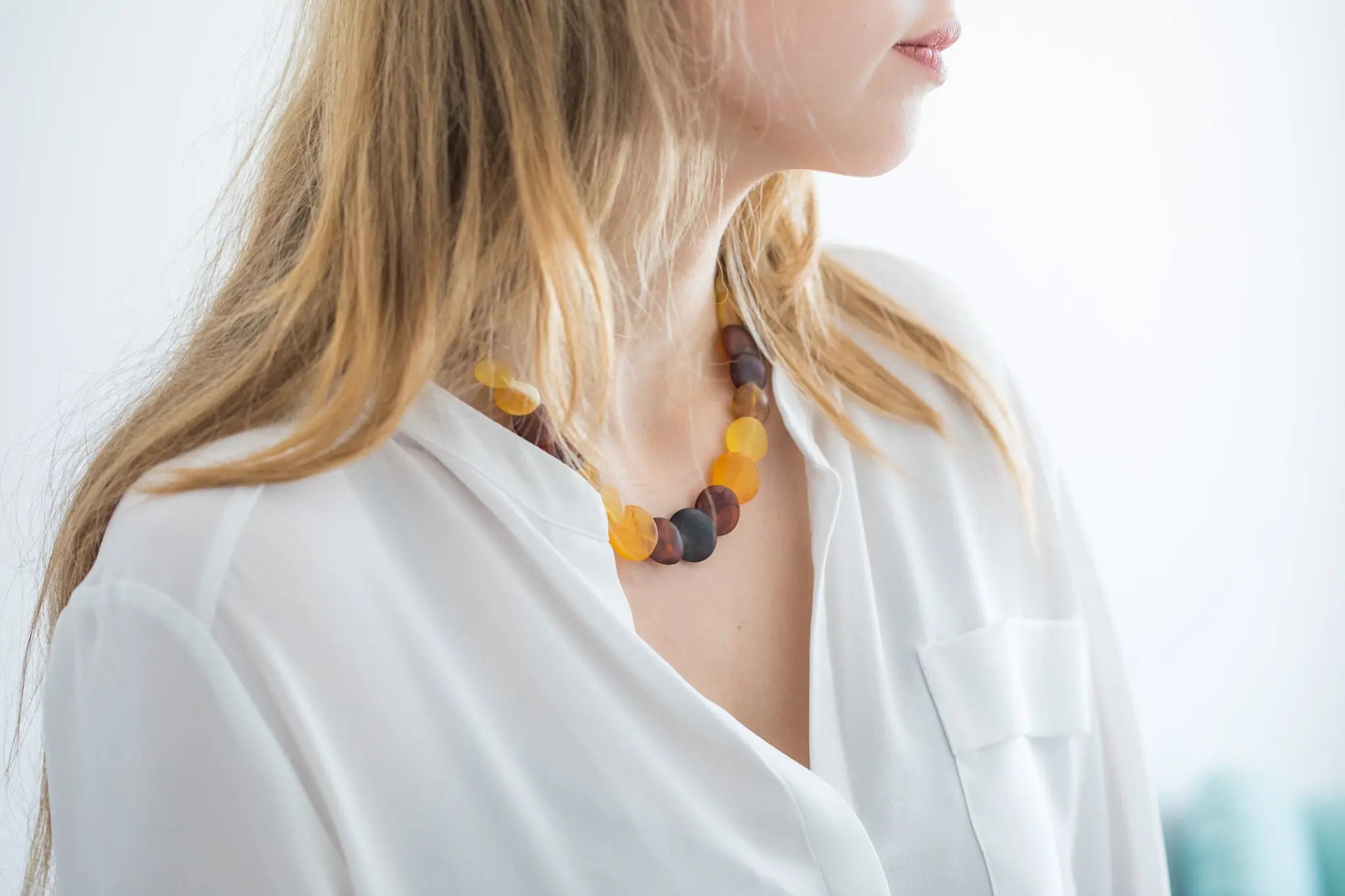 Multicolour Amber Disc Necklace- Necklaces- Baltic Beauty