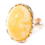 Oval Butterscotch Amber Statement Ring- Rings- Baltic Beauty