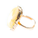 Oval Butterscotch Amber Statement Ring- Rings- Baltic Beauty