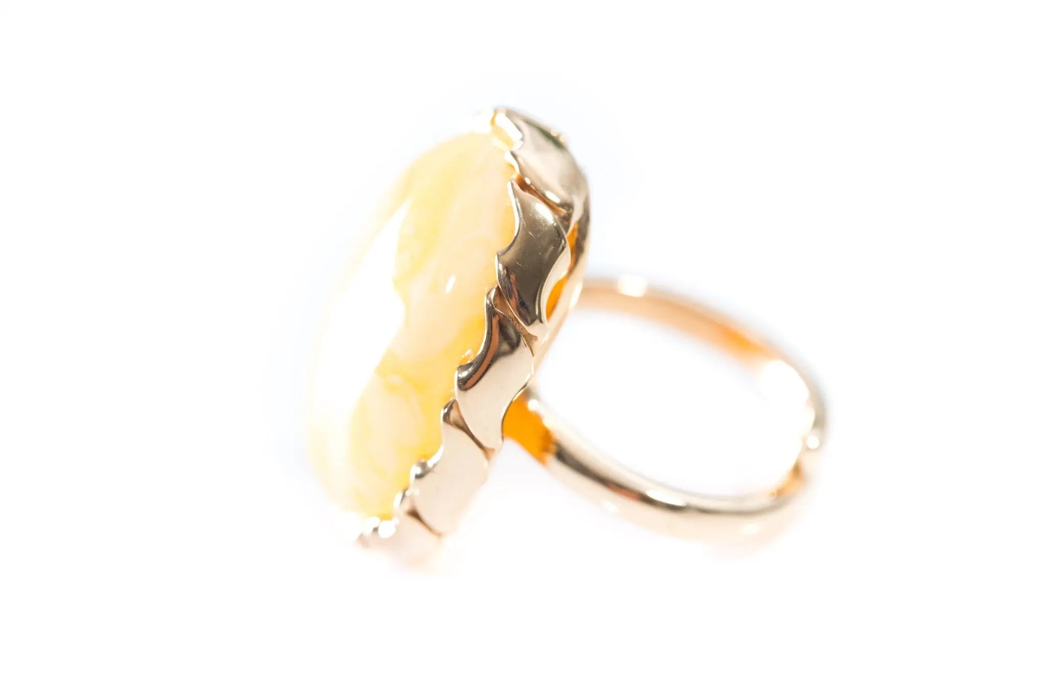 Oval Butterscotch Amber Statement Ring- Rings- Baltic Beauty