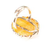 Oval Butterscotch Amber Statement Ring- Rings- Baltic Beauty