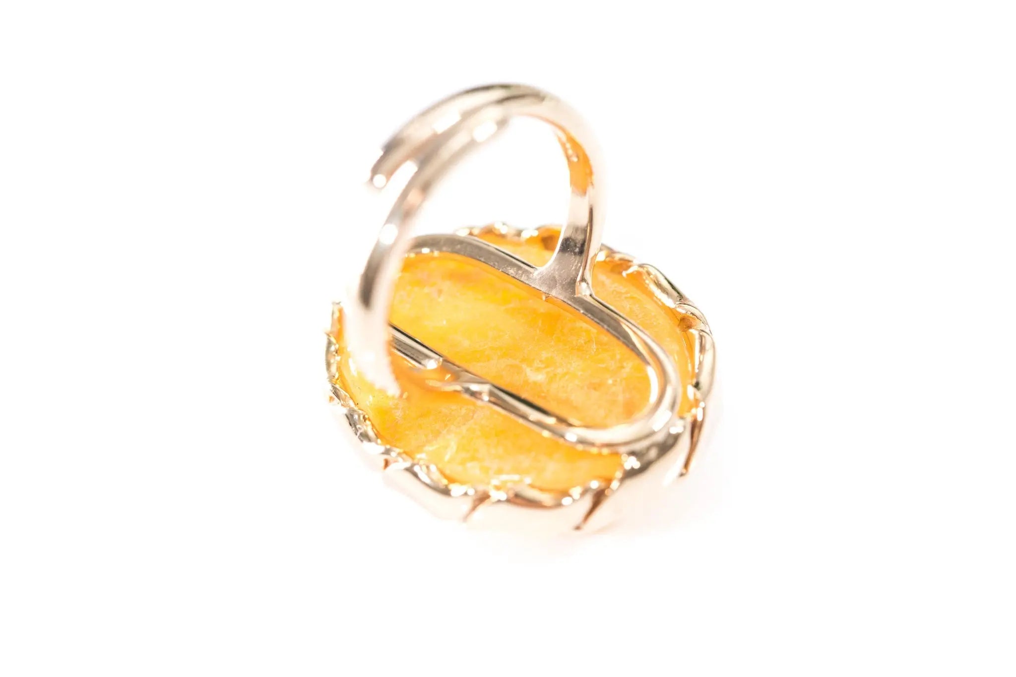 Oval Butterscotch Amber Statement Ring- Rings- Baltic Beauty