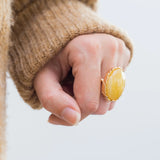 Oval Butterscotch Amber Statement Ring- Rings- Baltic Beauty