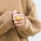 Oval Butterscotch Amber Statement Ring- Rings- Baltic Beauty