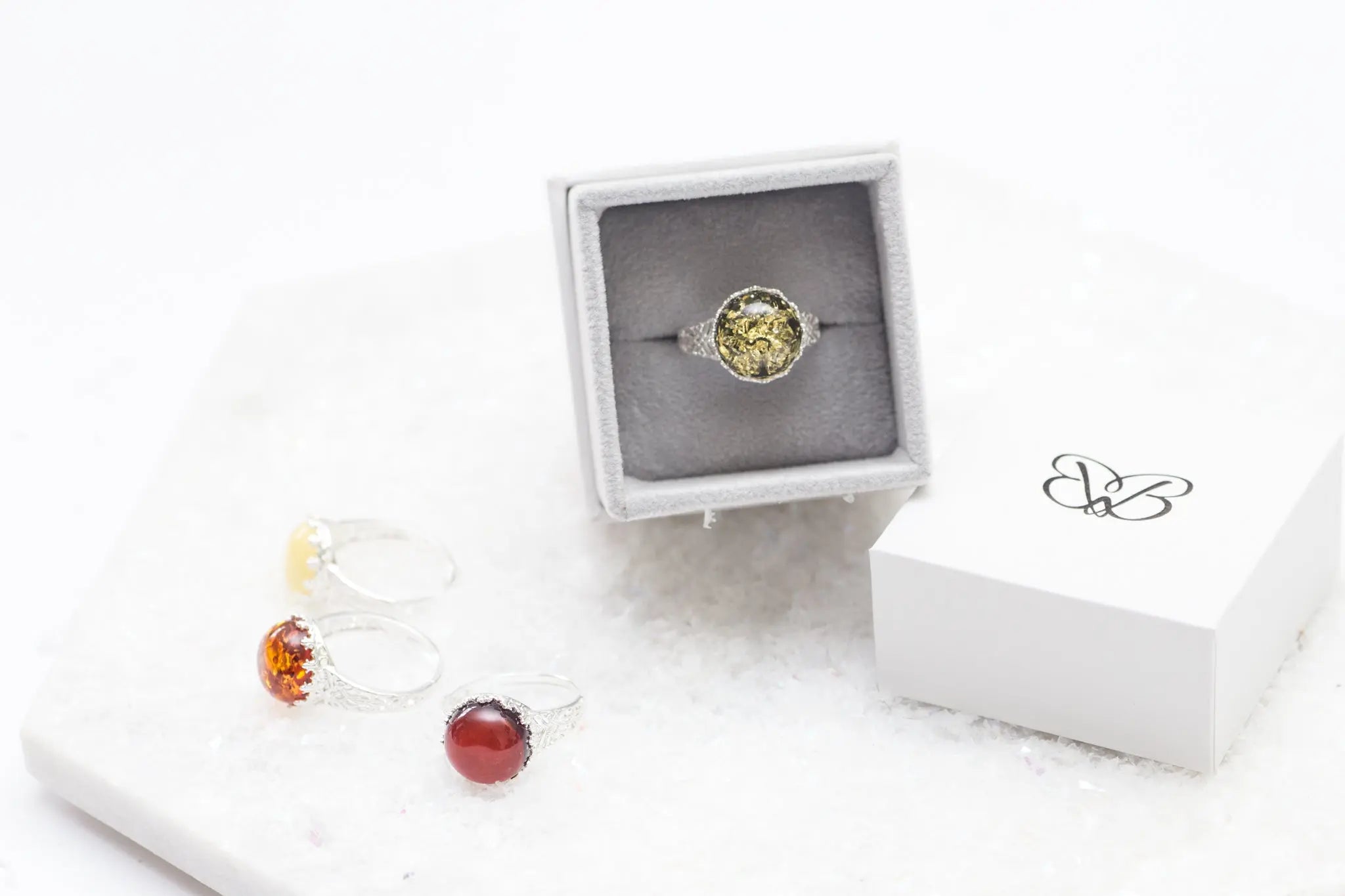 Princess Crown Amber Ring- Rings- Baltic Beauty