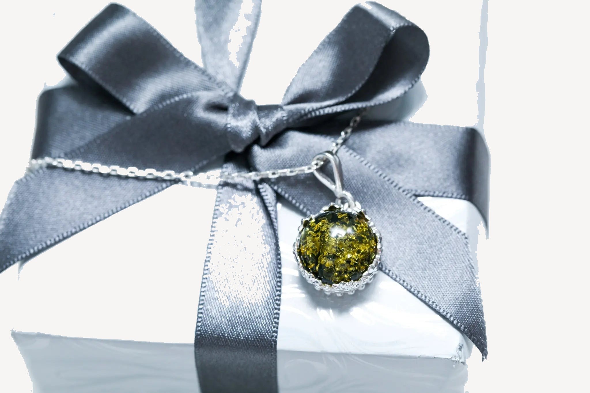 Princess Crown Green Amber Pendant- Necklaces- Baltic Beauty