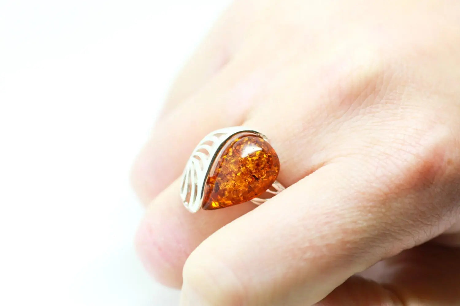 Baltic Beauty Rings Shell Design Amber Ring