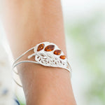 Silver Leaf Statement Arm Cuff- Bangles- Baltic Beauty