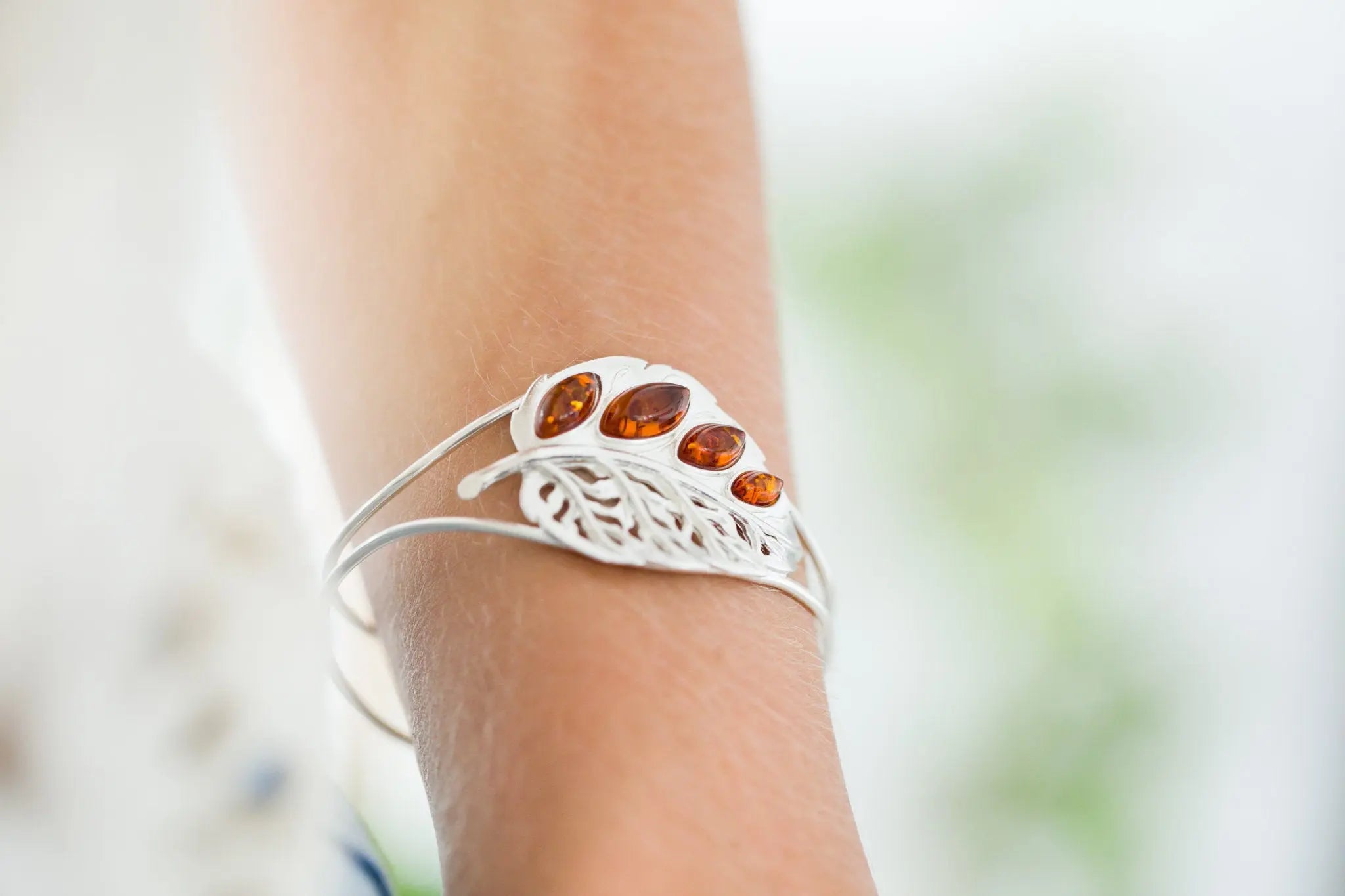 Silver Leaf Statement Arm Cuff- Bangles- Baltic Beauty