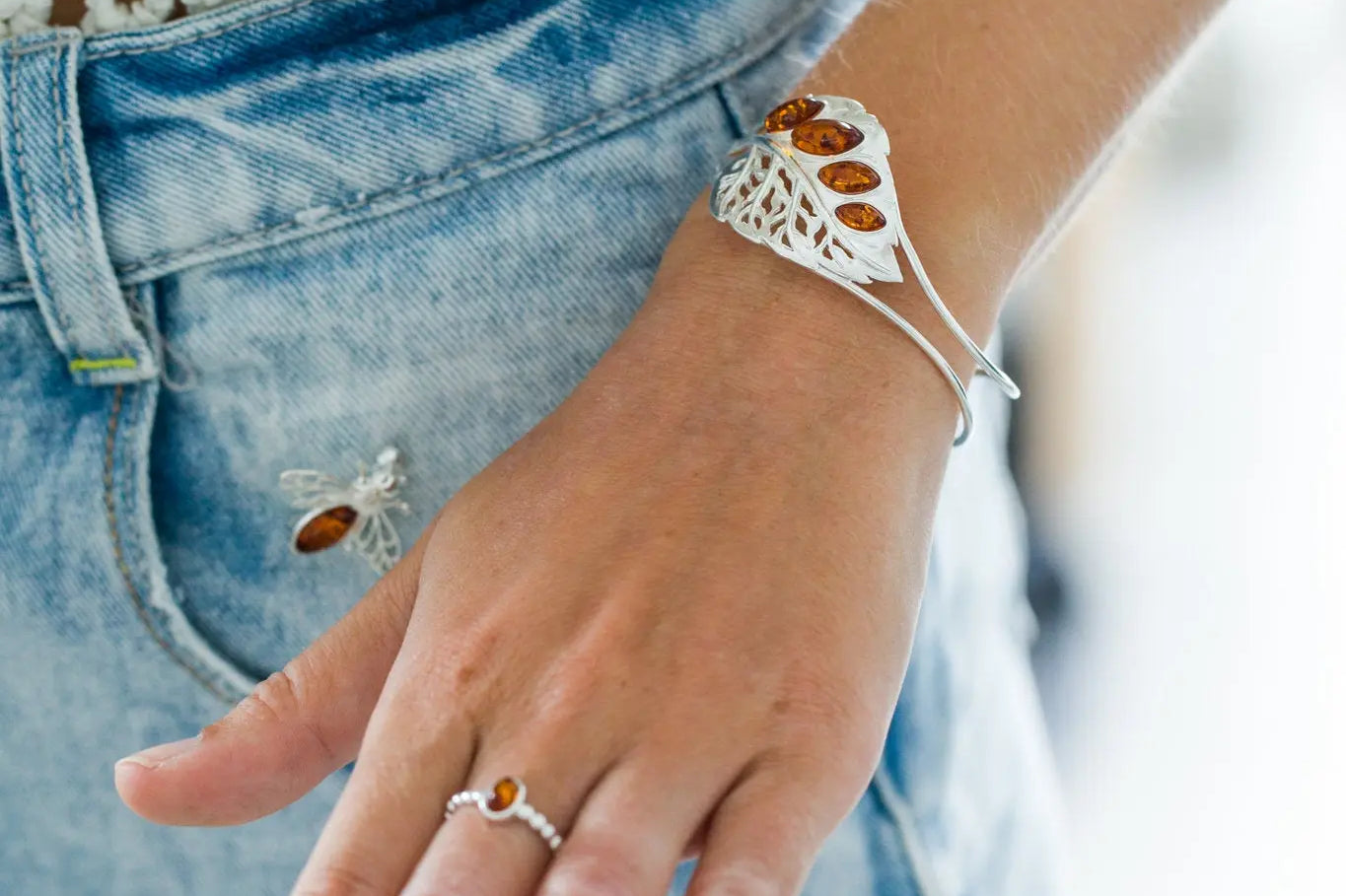 Silver Leaf Statement Arm Cuff- Bangles- Baltic Beauty