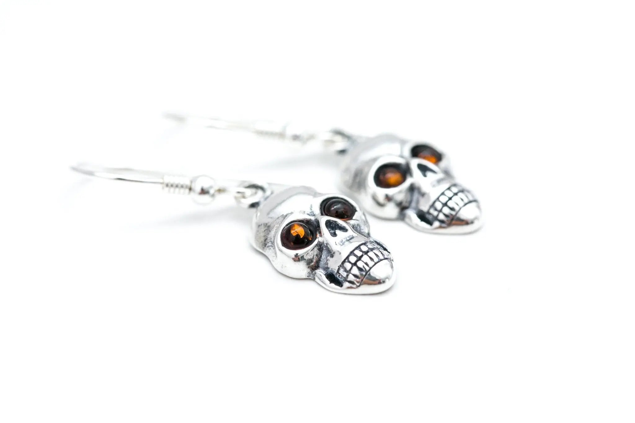 Silver Skull Dangle Earrings- Earrings- Baltic Beauty