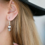 Silver Skull Dangle Earrings- Earrings- Baltic Beauty