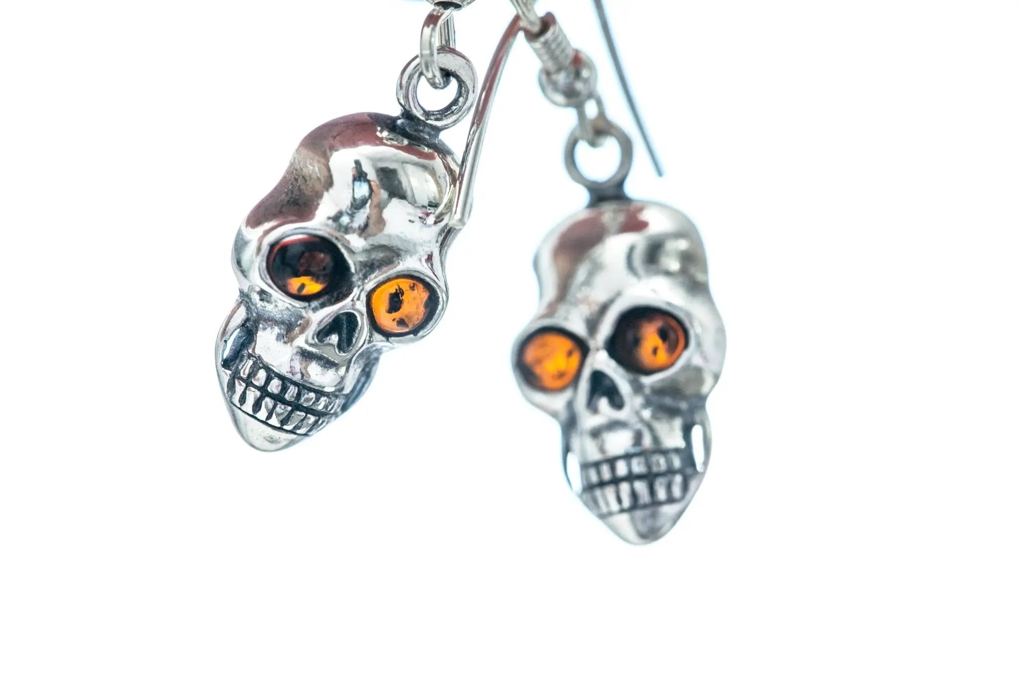 Silver Skull Dangle Earrings- Earrings- Baltic Beauty