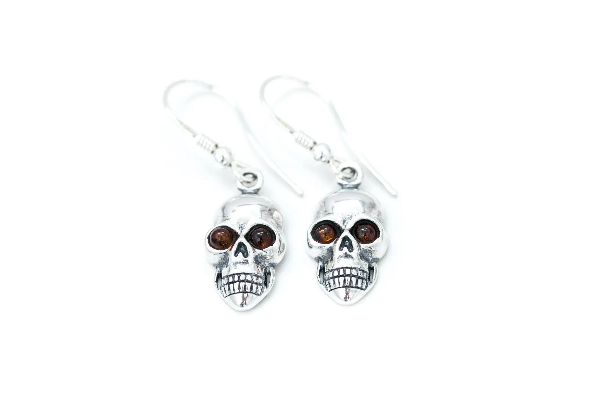 Silver Skull Dangle Earrings- Earrings- Baltic Beauty