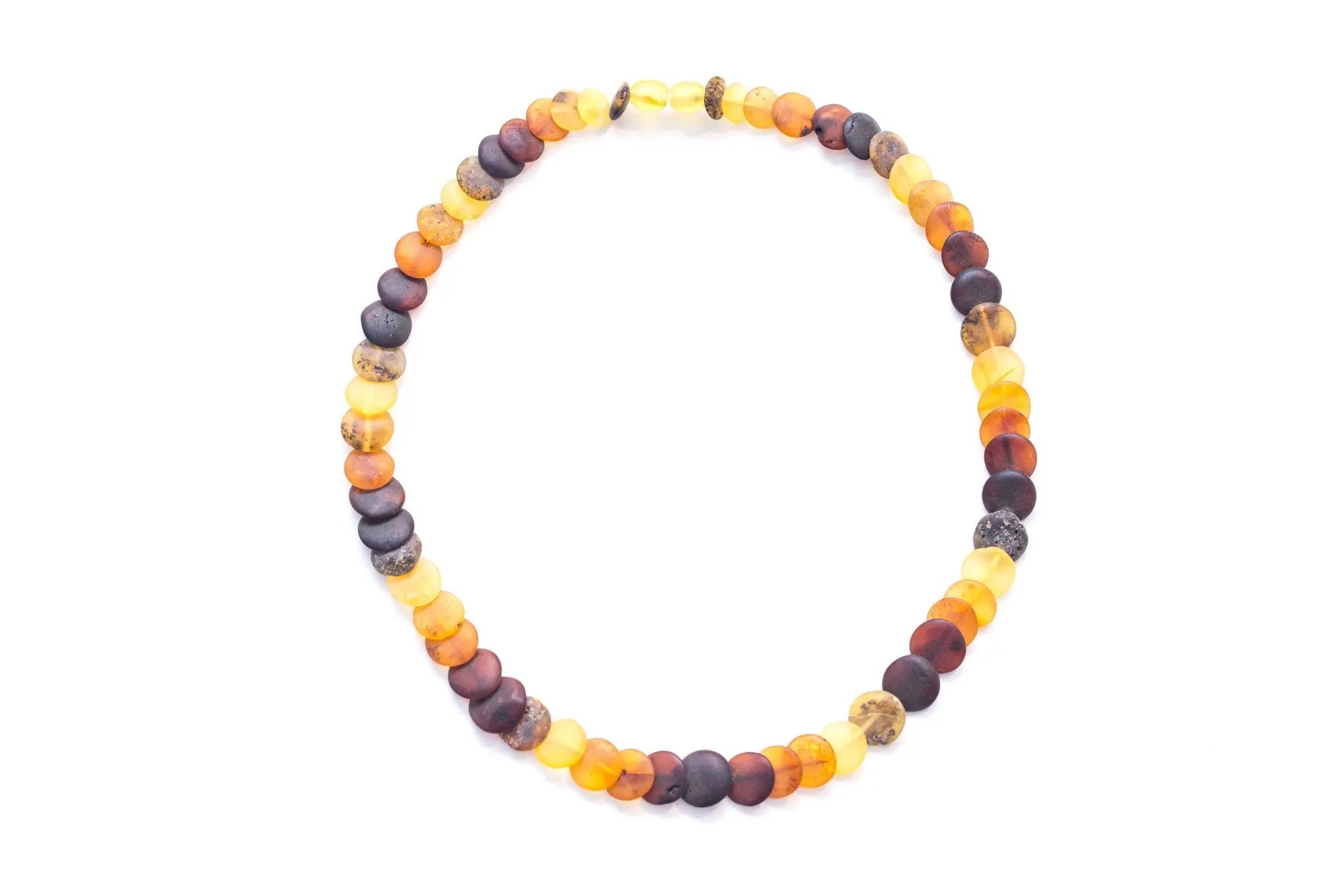 Small Amber Disc Necklace, Multicolour Amber Necklace- Necklaces- Baltic Beauty