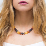 Small Amber Disc Necklace, Multicolour Amber Necklace- Necklaces- Baltic Beauty