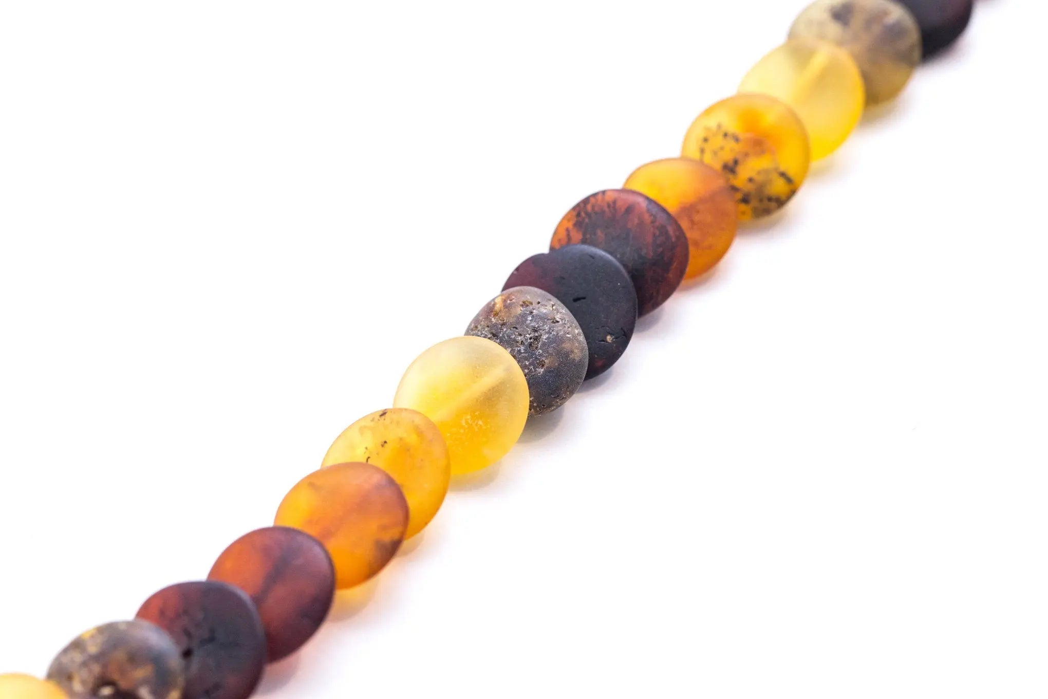 Small Amber Disc Necklace, Multicolour Amber Necklace- Necklaces- Baltic Beauty