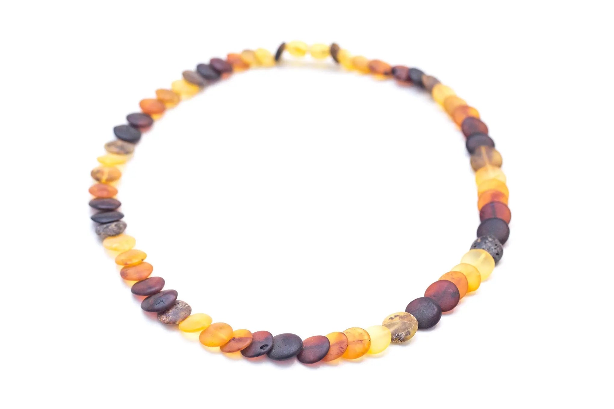 Small Amber Disc Necklace, Multicolour Amber Necklace- Necklaces- Baltic Beauty