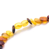 Small Amber Disc Necklace, Multicolour Amber Necklace- Necklaces- Baltic Beauty