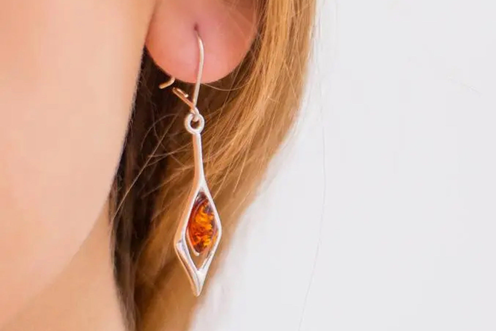 Small Droplet Amber Dangle Earrings — Baltic amber and sterling silver jewellery by Baltic Beauty