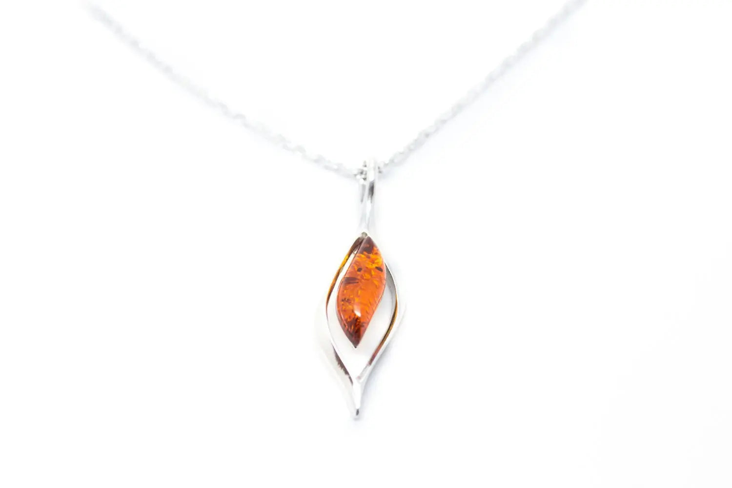 Silver and amber on sale pendant