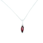 Small Marquise Cherry Amber & Silver Pendant- Necklaces- Baltic Beauty