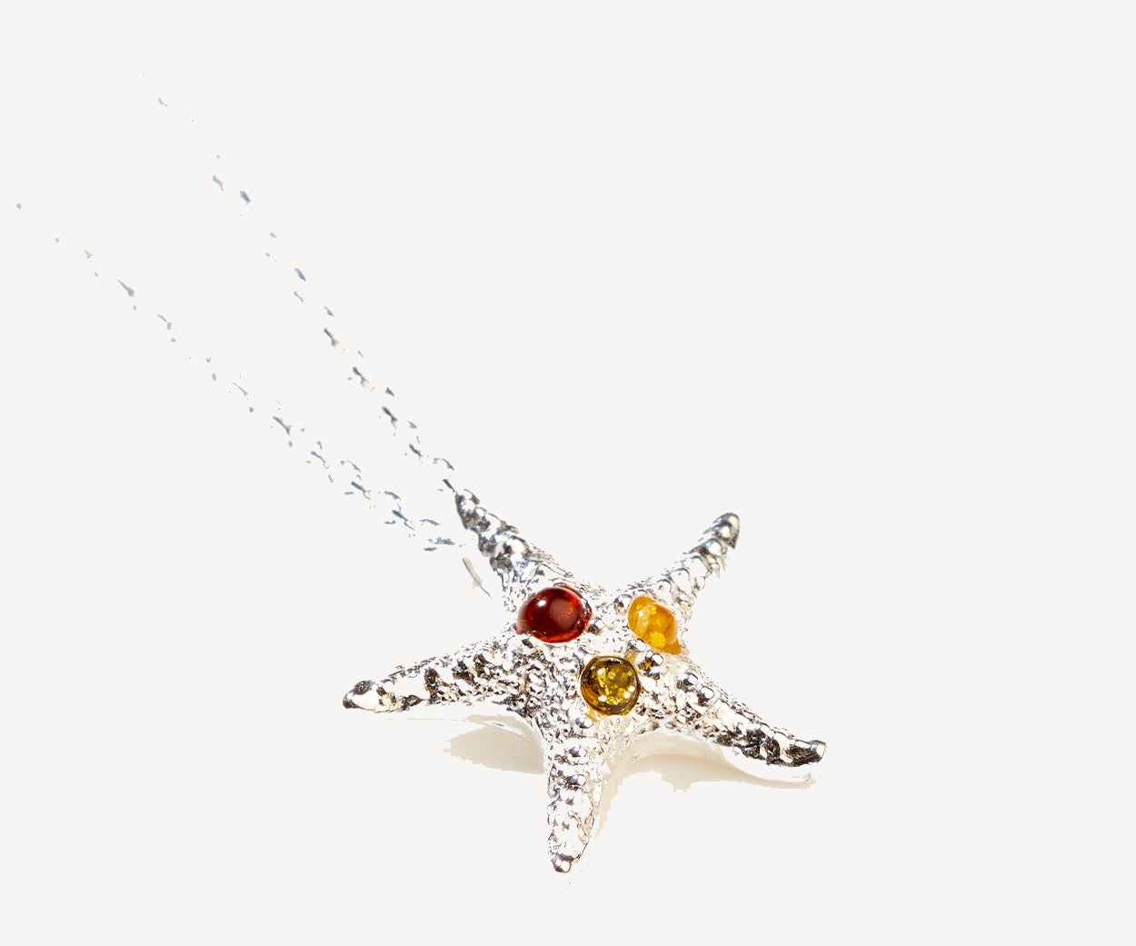 Amber Starfish Necklace – handcrafted in Baltic amber and sterling silver