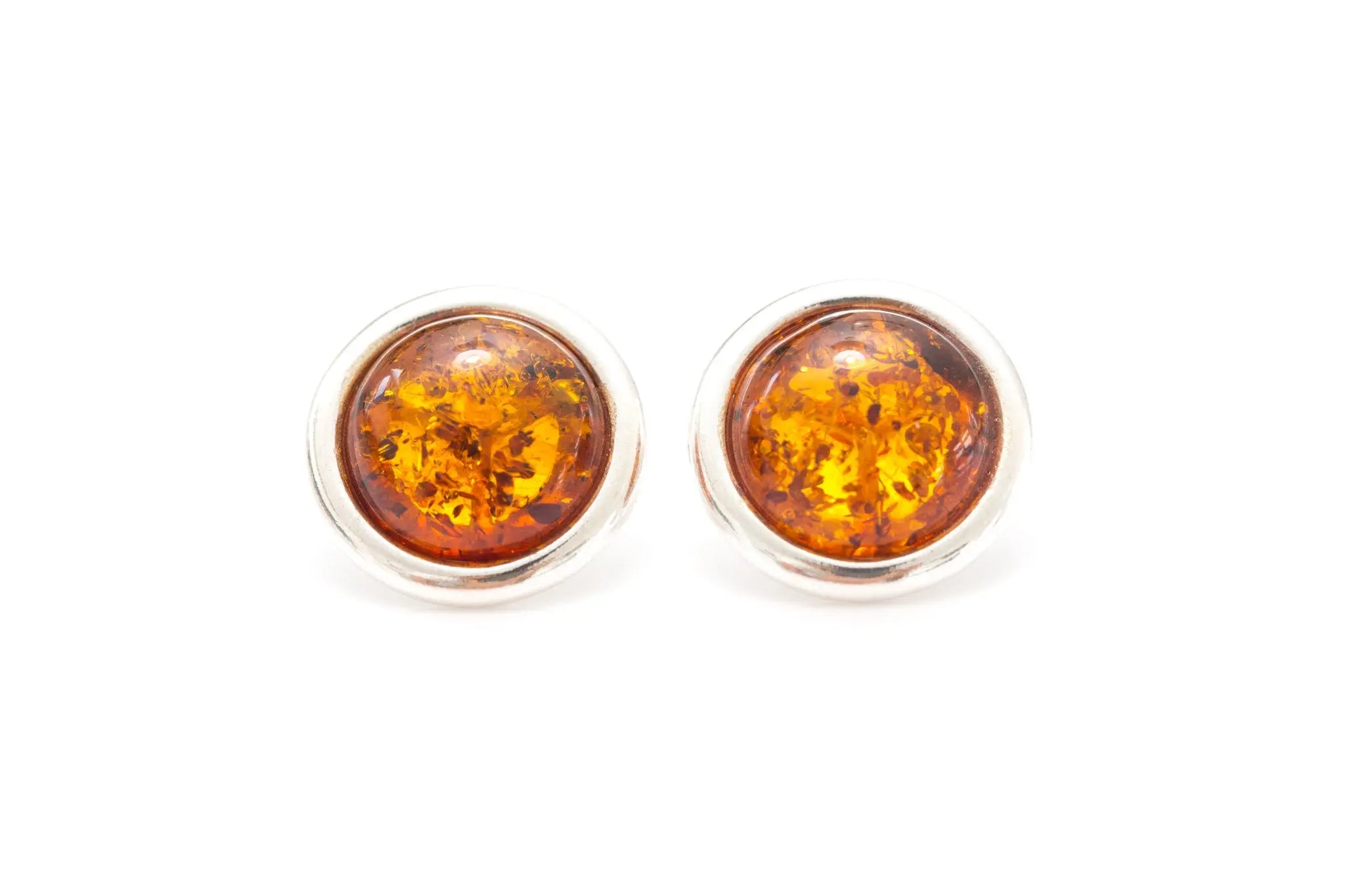 Statement Round Amber Stud Earrings- Earrings- Baltic Beauty