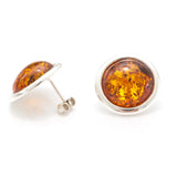 Statement Round Amber Stud Earrings- Earrings- Baltic Beauty