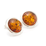 Statement Round Amber Stud Earrings- Earrings- Baltic Beauty