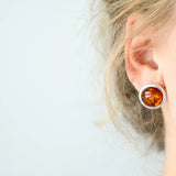 Statement Round Amber Stud Earrings- Earrings- Baltic Beauty