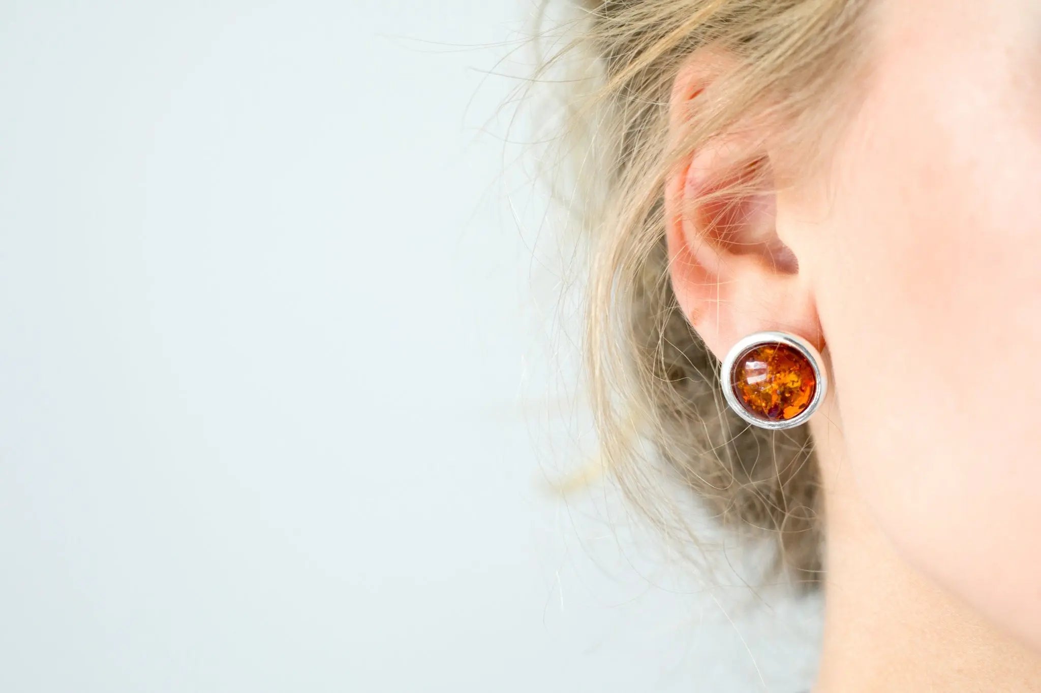 Statement Round Amber Stud Earrings- Earrings- Baltic Beauty