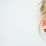 Statement Round Amber Stud Earrings- Earrings- Baltic Beauty