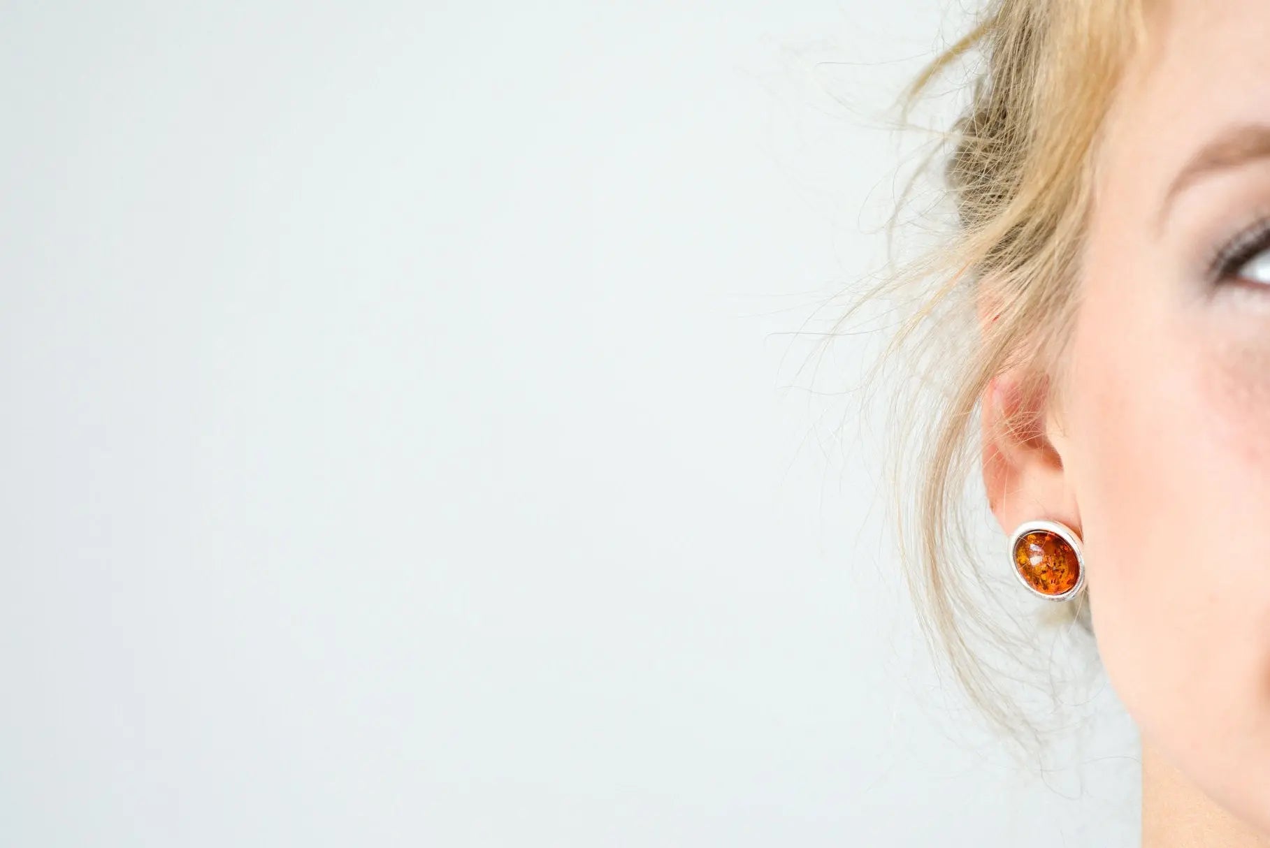 Statement Round Amber Stud Earrings- Earrings- Baltic Beauty