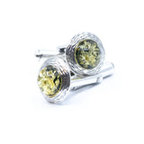 Textured Frame Green Amber Cufflinks- Cufflinks- Baltic Beauty