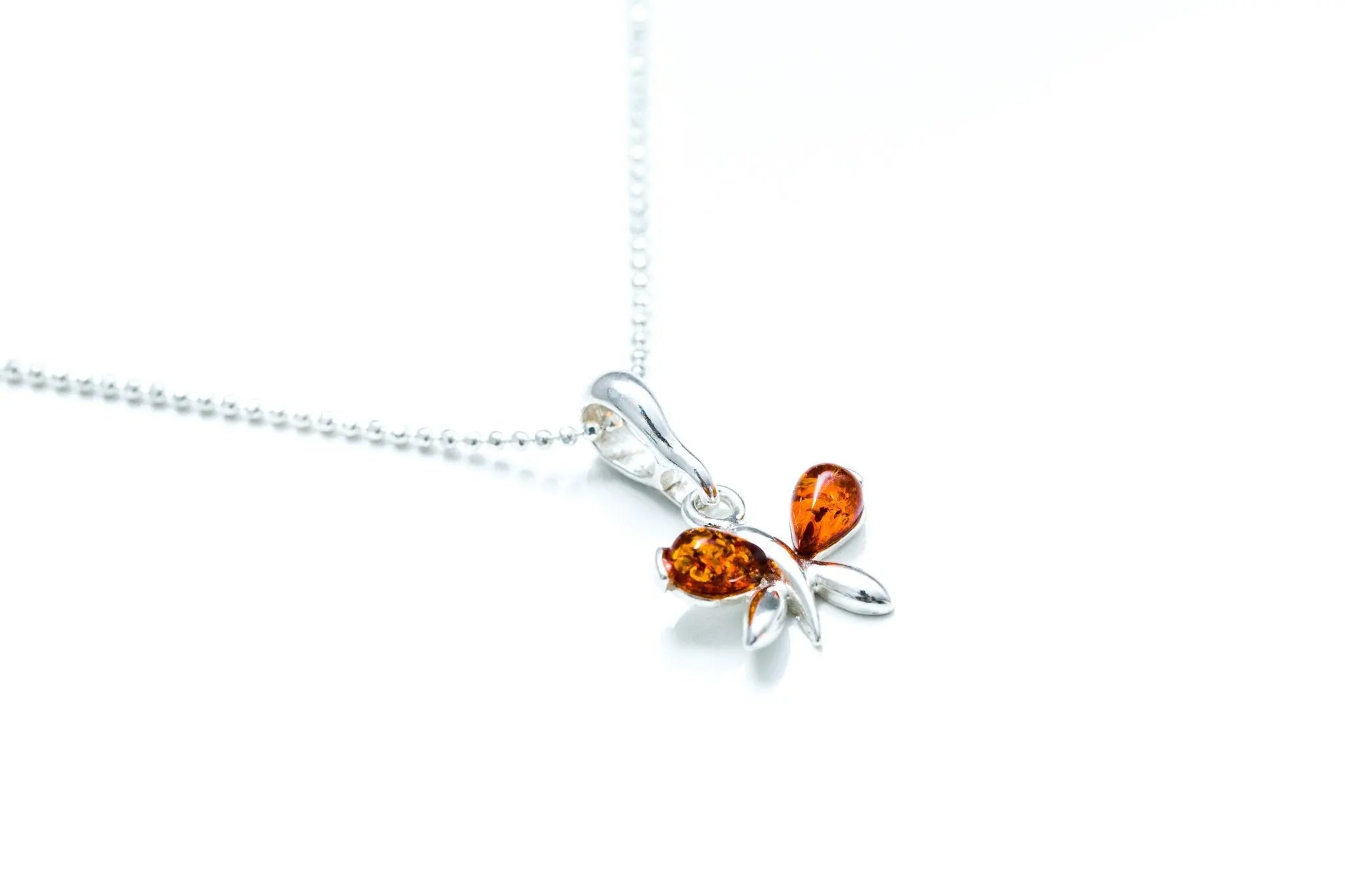 Tiny Amber Butterfly Necklace- Necklaces- Baltic Beauty