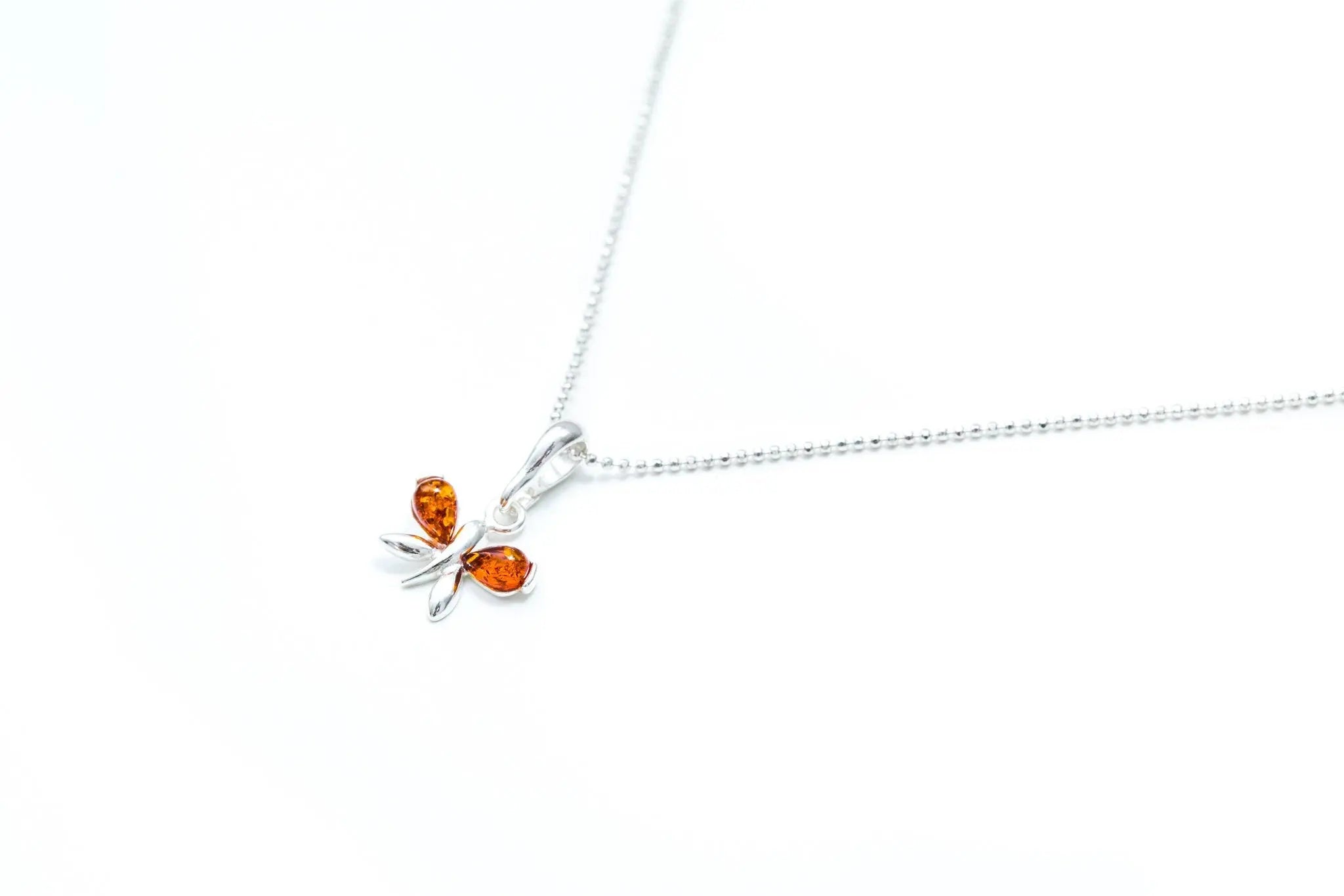 Tiny Amber Butterfly Necklace- Necklaces- Baltic Beauty