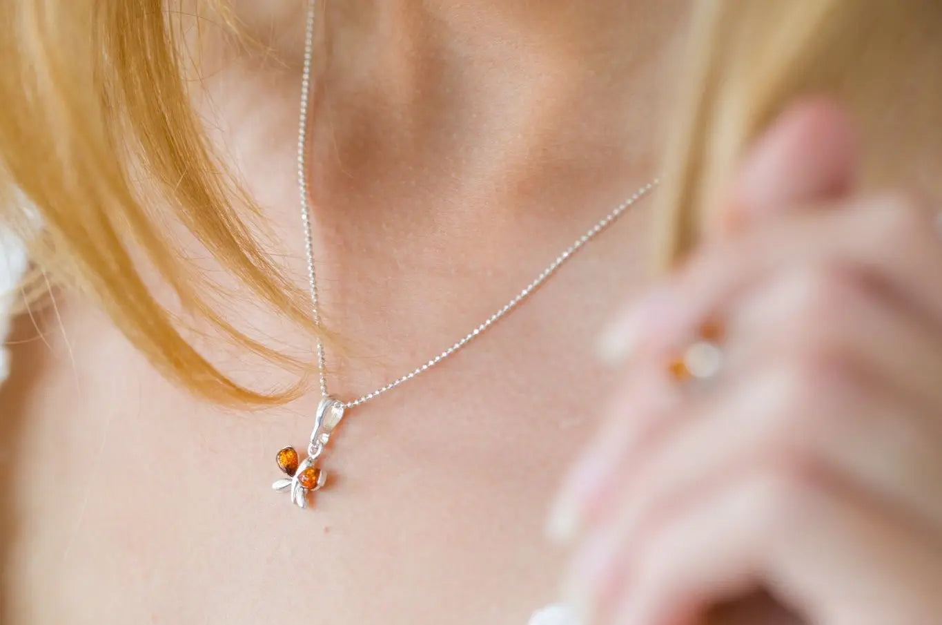 Tiny Amber Butterfly Necklace- Necklaces- Baltic Beauty