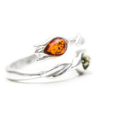 Two Tone Amber Tulip Ring- Rings- Baltic Beauty