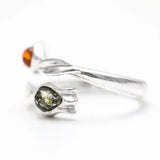 Two Tone Amber Tulip Ring- Rings- Baltic Beauty