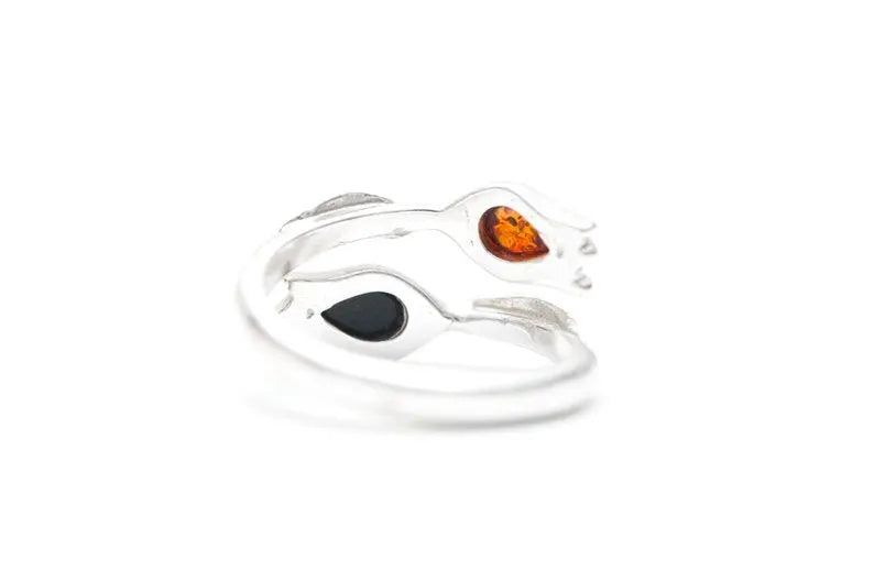 Two Tone Amber Tulip Ring- Rings- Baltic Beauty